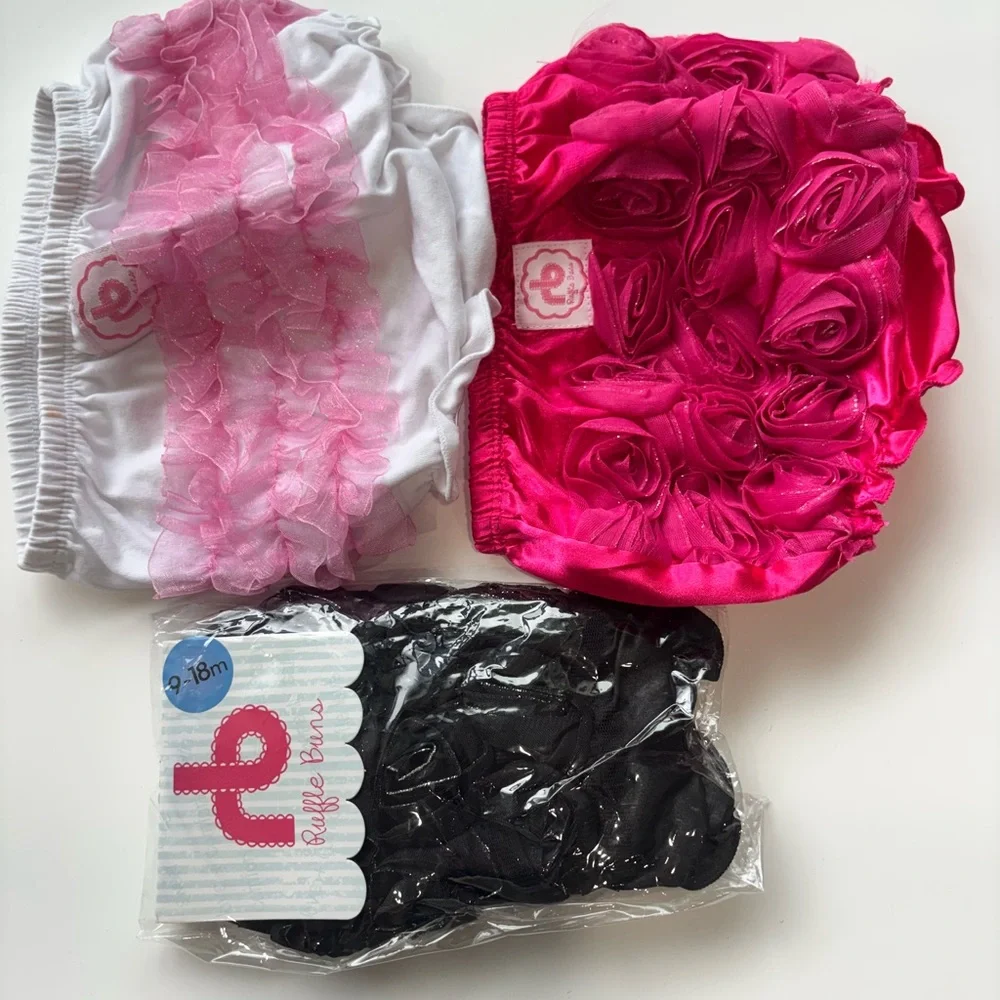 Ruffle Butts Pink, White, and Black Bloomers Sets